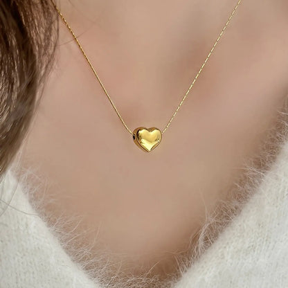 Simple Style Heart Shape Titanium Steel Plating Gold Plated Pendant Necklace