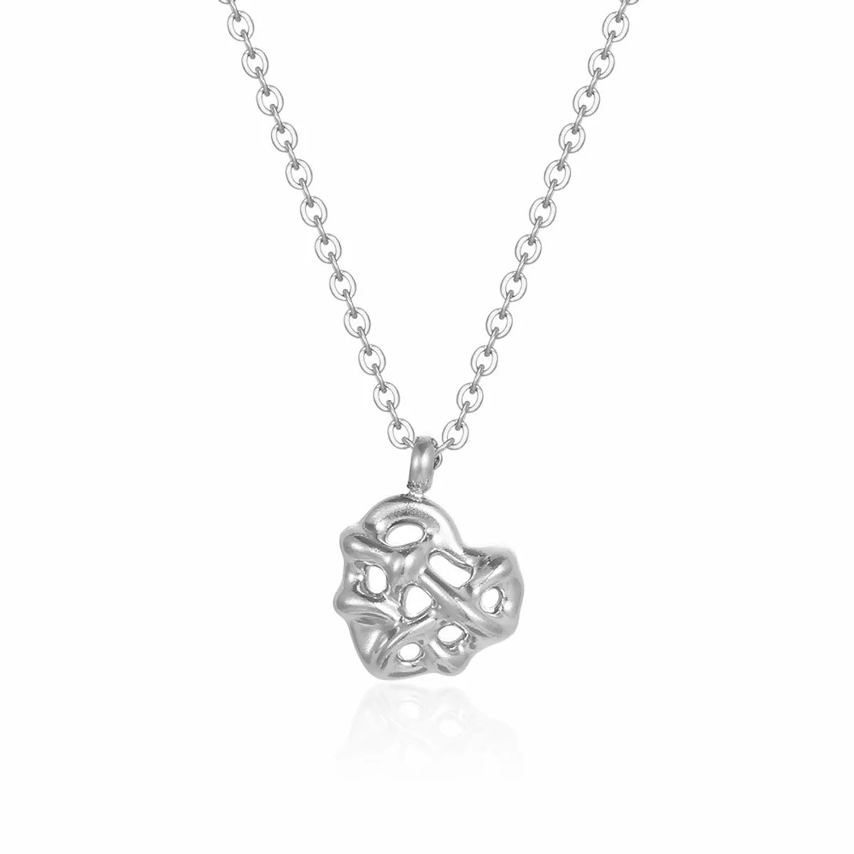 Simple Style Heart Shape Titanium Steel Plating Hollow Out Pendant Necklace