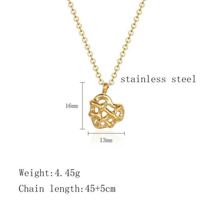 Simple Style Heart Shape Titanium Steel Plating Hollow Out Pendant Necklace