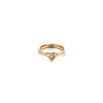 Simple Style Heart Shape Titanium Steel Plating Inlay Zircon Rings