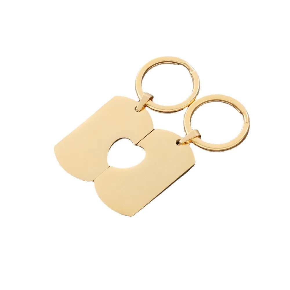 Simple Style Heart Shape Titanium Steel Plating None 18K Gold Plated Keychain