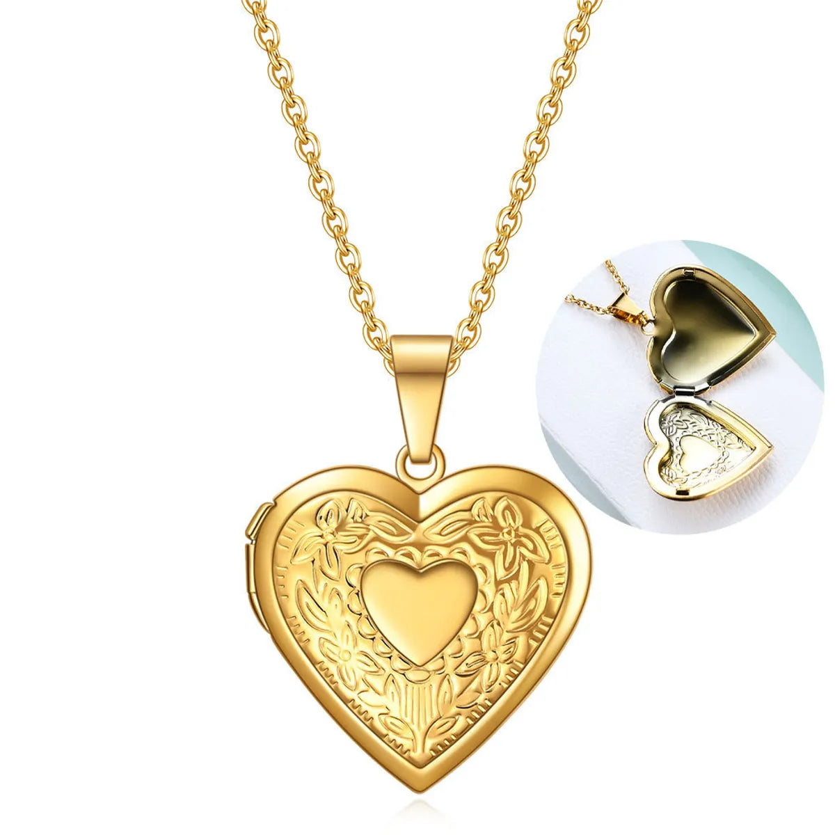 Simple Style Heart Shape Titanium Steel Plating Metal Necklace