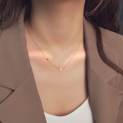 Simple Style Heart Shape Titanium Steel Plating Necklace