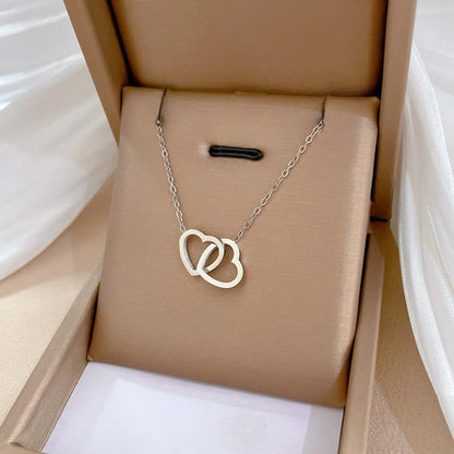 Simple Style Heart Shape Titanium Steel Copper Plating Gold Plated Pendant Necklace