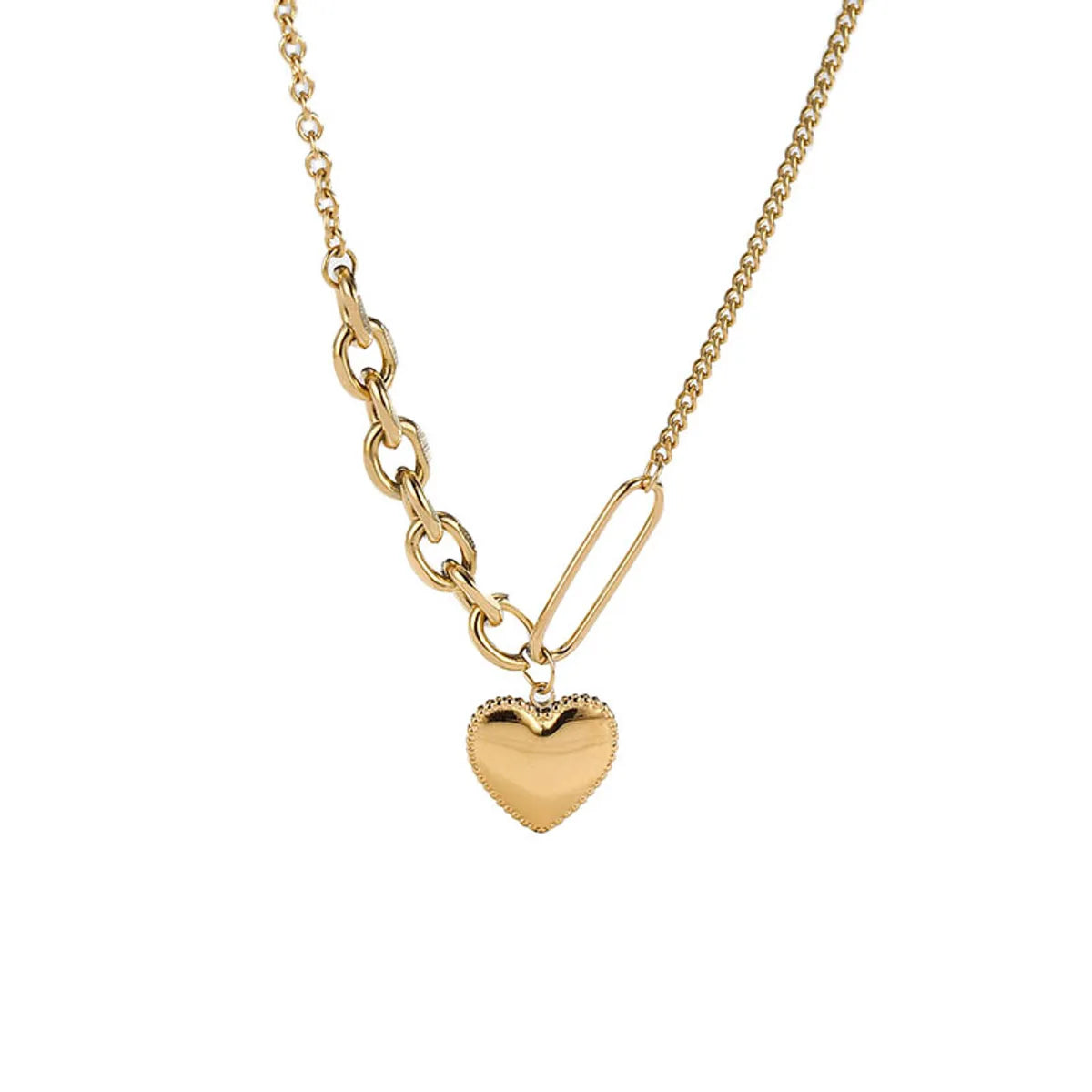 Simple Style Heart Shape Titanium Steel Plating Pendant Necklace