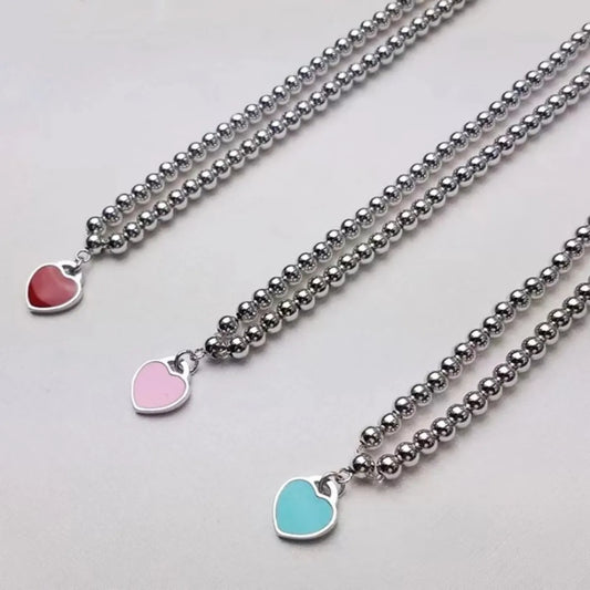 Simple Style Heart Shape Titanium Steel Plating Pendant Necklace