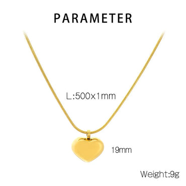 Wholesale Jewelry Simple Style Heart Shape Titanium Steel 18K Gold Plated Plating Pendant Necklace