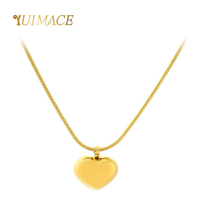 Wholesale Jewelry Simple Style Heart Shape Titanium Steel 18K Gold Plated Plating Pendant Necklace