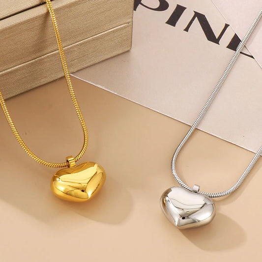 Wholesale Jewelry Simple Style Heart Shape Titanium Steel 18K Gold Plated Plating Pendant Necklace