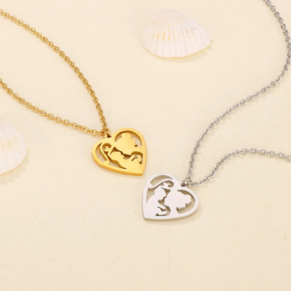 Simple Style Heart Shape Titanium Steel Plating Pendant Necklace