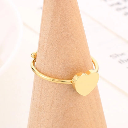 Simple Style Heart Shape Titanium Steel Plating Rings