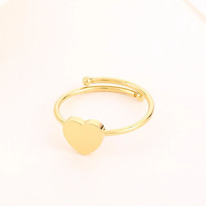 Simple Style Heart Shape Titanium Steel Plating Rings