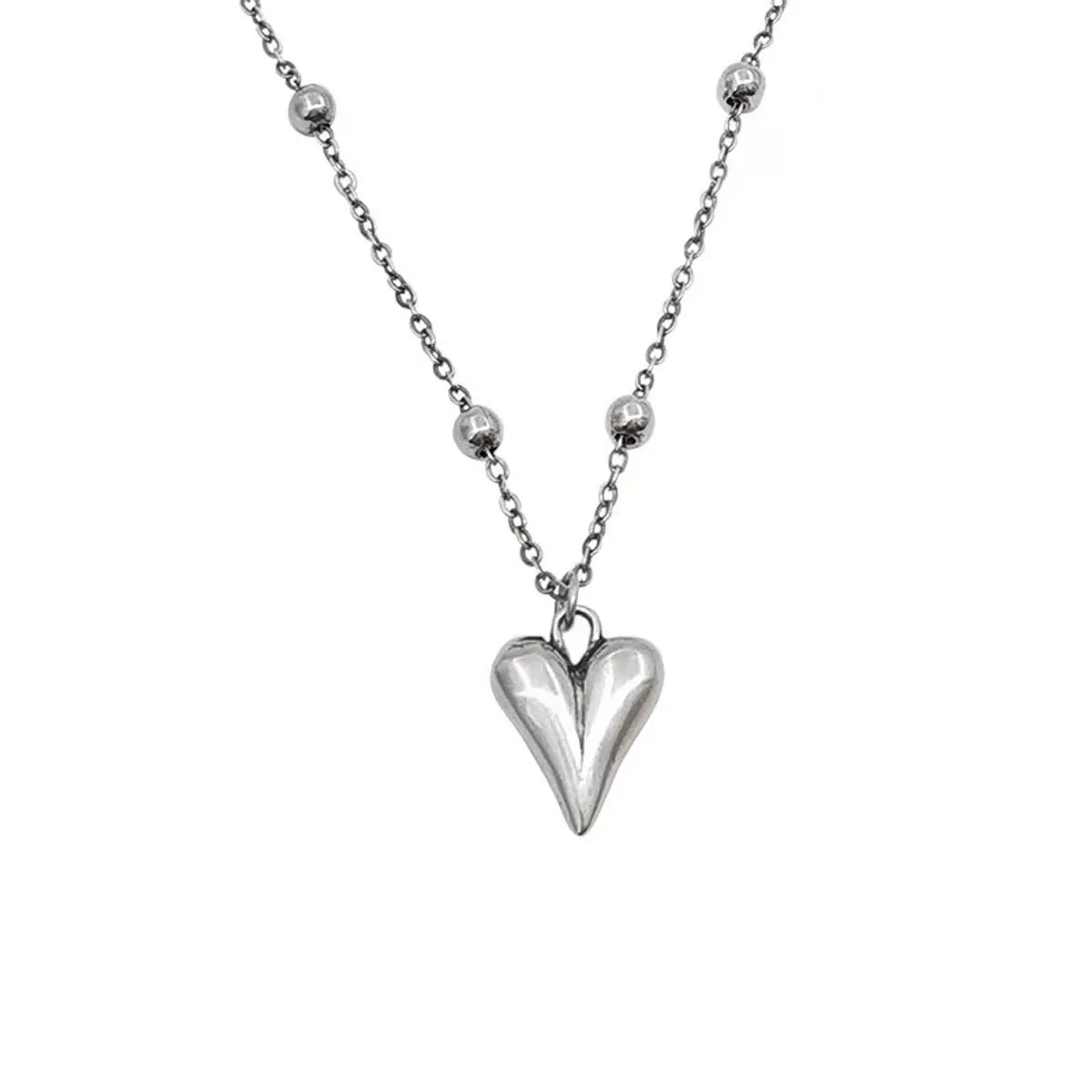 Titanium Steel Simple Style Polishing Heart Shape Pendant Necklace