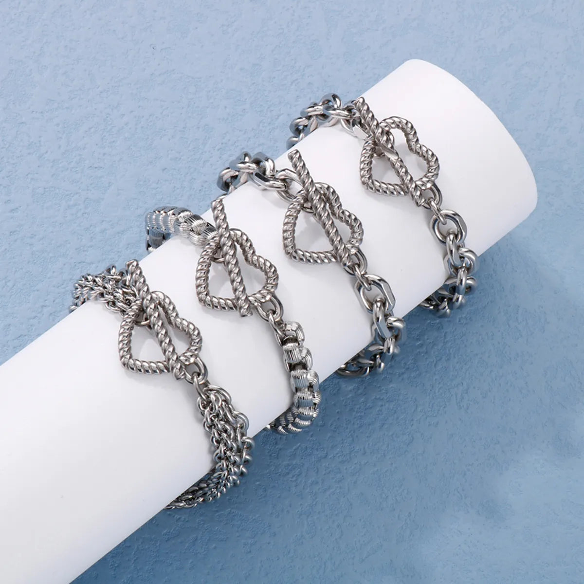 Simple Style Heart Shape Titanium Steel Toggle Bracelets