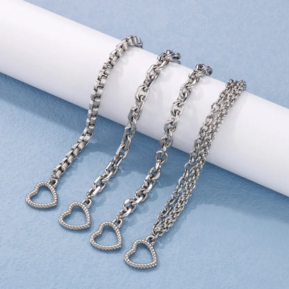 Simple Style Heart Shape Titanium Steel Toggle Bracelets