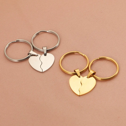 Simple Style Heart Shape Titanium Steel Unisex Bag Pendant Keychain