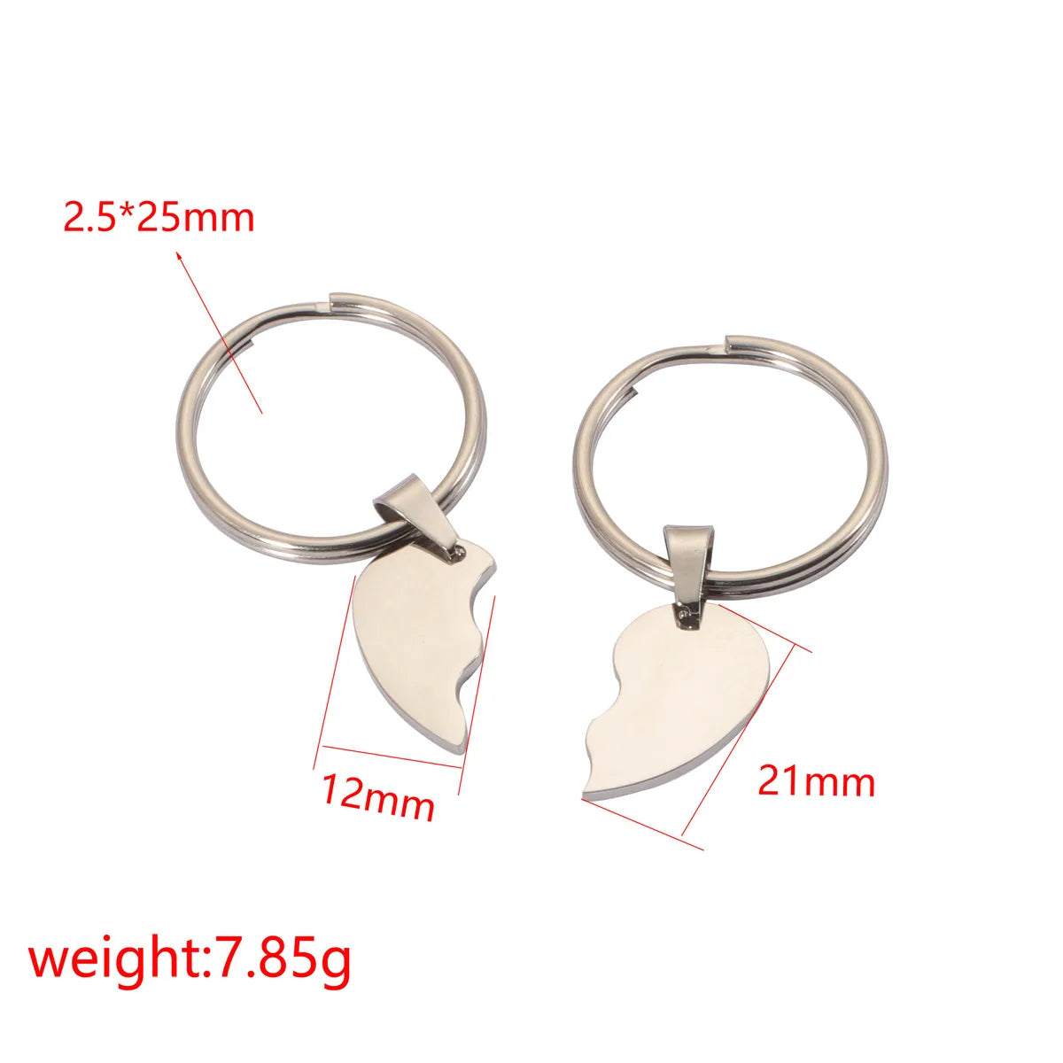 Simple Style Heart Shape Titanium Steel Unisex Bag Pendant Keychain