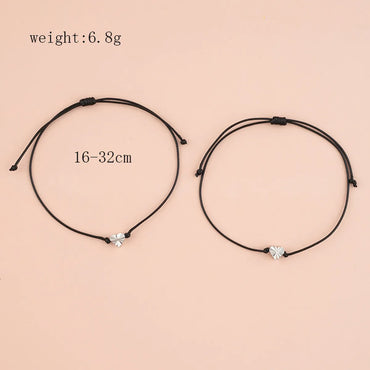 Simple Style Heart Shape Wax Line Copper Braid Women's Bracelets