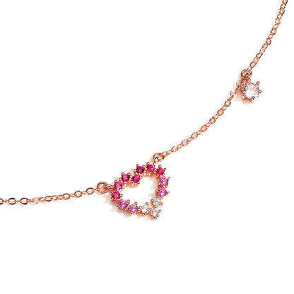 Simple Style Heart Shape White Copper Inlay Zircon Pendant Necklace