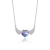 Simple Style Heart Shape Wings Austrian Crystal Sterling Silver Inlaid Zircon Necklace 1 Piece