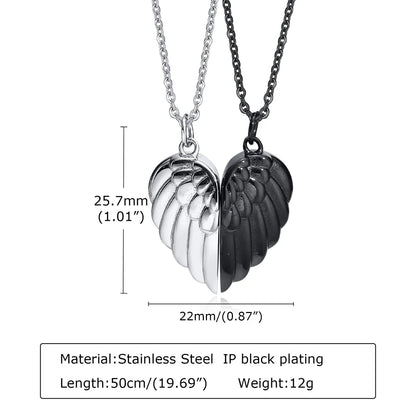 Simple Style Heart Shape Wings Stainless Steel Patchwork Pendant Necklace