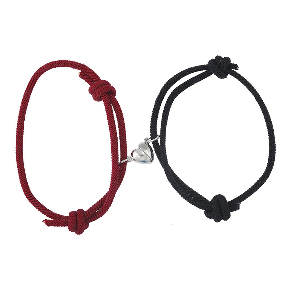 Simple Style Heart Shape Wrapped Yarn Alloy Magnet Plating Couple Bracelets