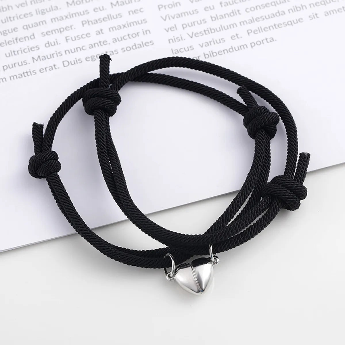 Simple Style Heart Shape Wrapped Yarn Alloy Magnet Plating Couple Bracelets