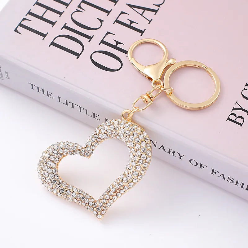 Simple Style Heart Shape Zinc Alloy Diamond Unisex Bag Pendant Keychain