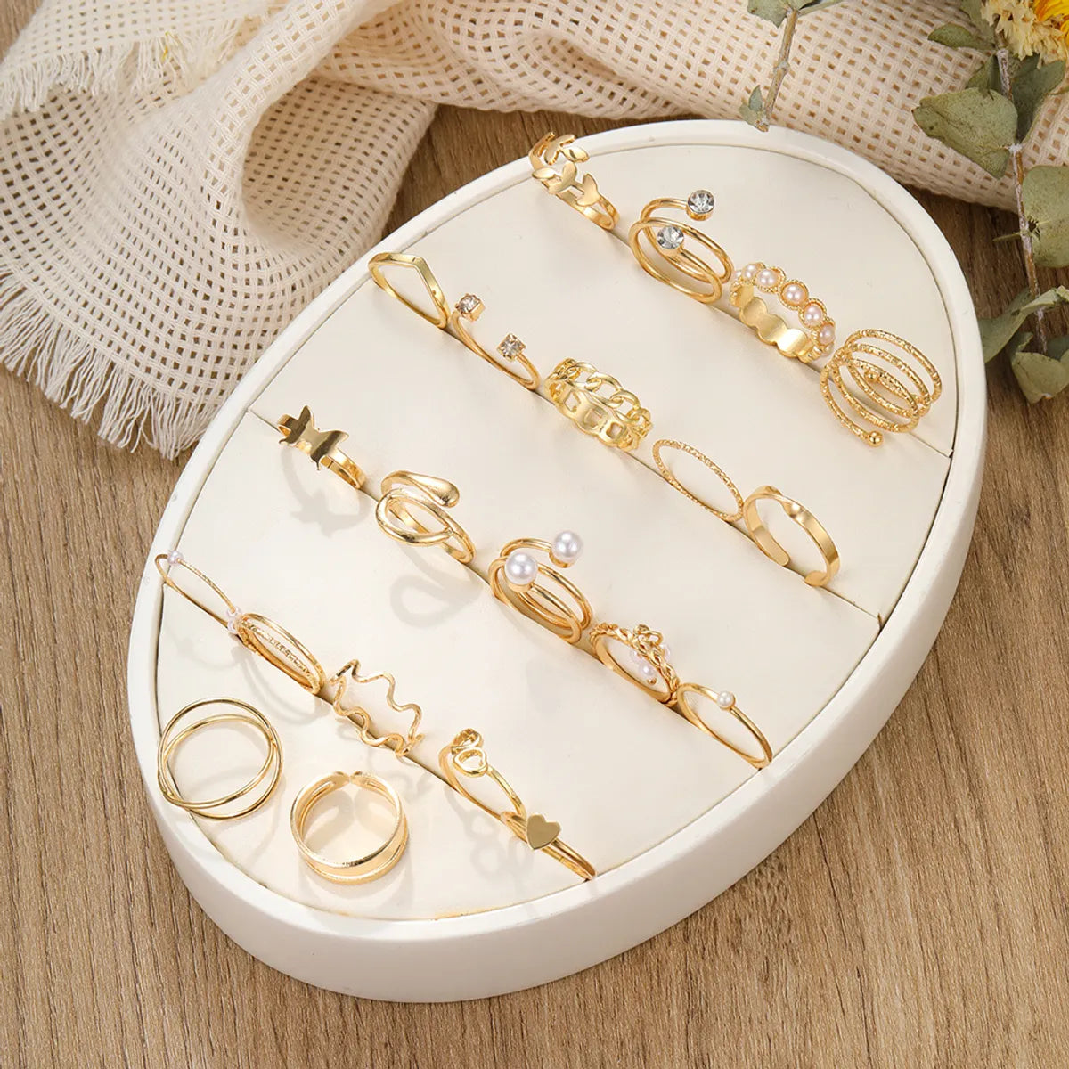 Simple Style Heart Shape Zinc Alloy Plating Gold Plated Women'S Rings