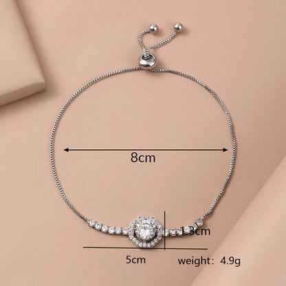 Simple Style Hexagon Copper Plating Inlay Zircon Bracelets