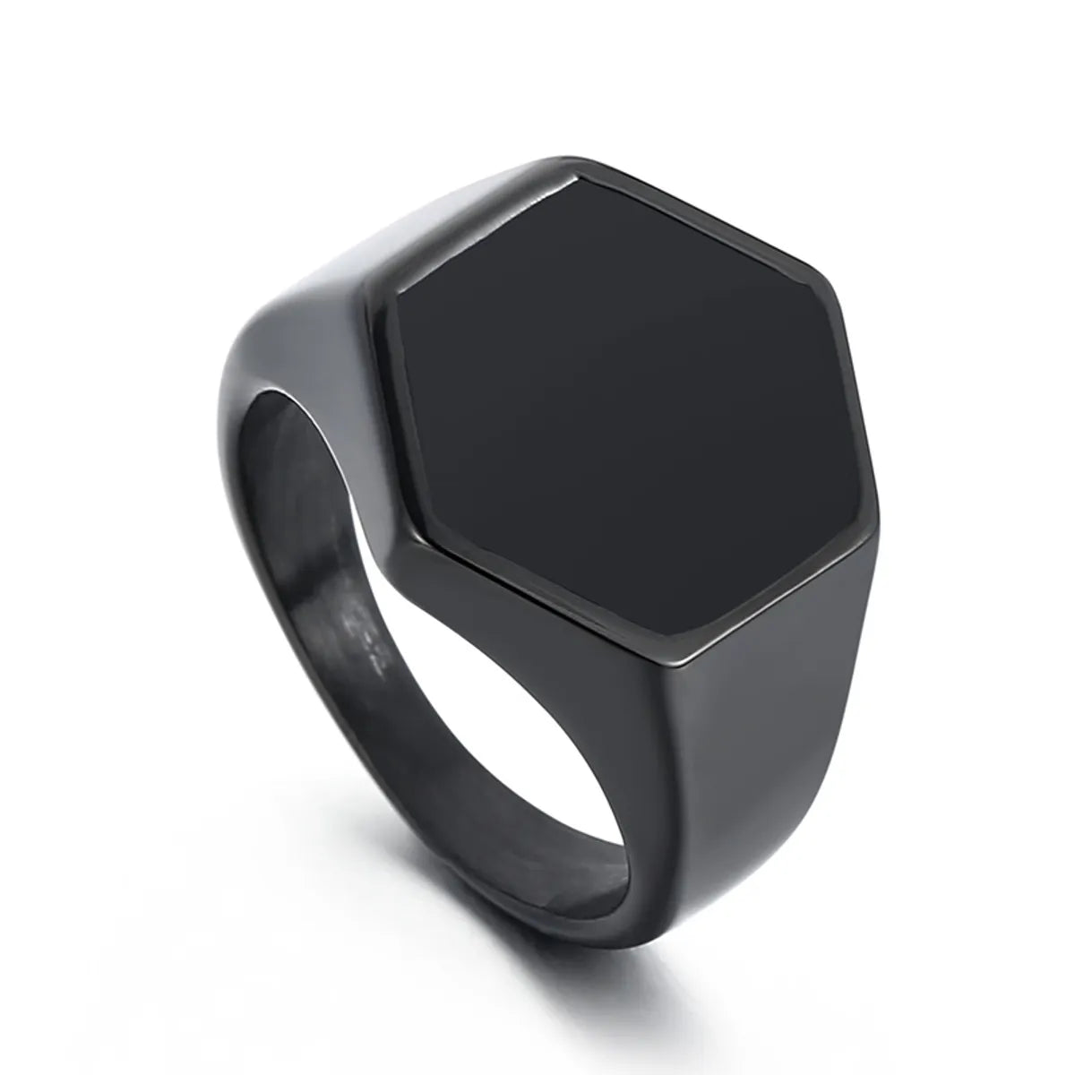 Simple Style Hexagon Solid Color Stainless Steel Polishing Unisex Rings