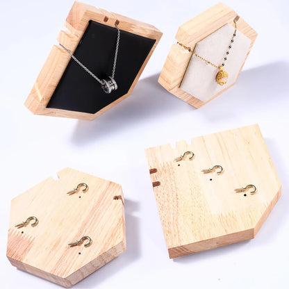 Simple Style Hexagon Solid Wood Patchwork Jewelry Display