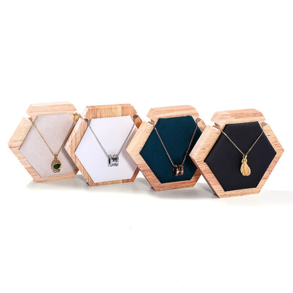 Simple Style Hexagon Solid Wood Patchwork Jewelry Display