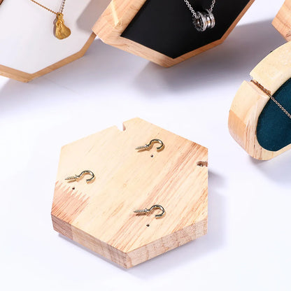 Simple Style Hexagon Solid Wood Patchwork Jewelry Display