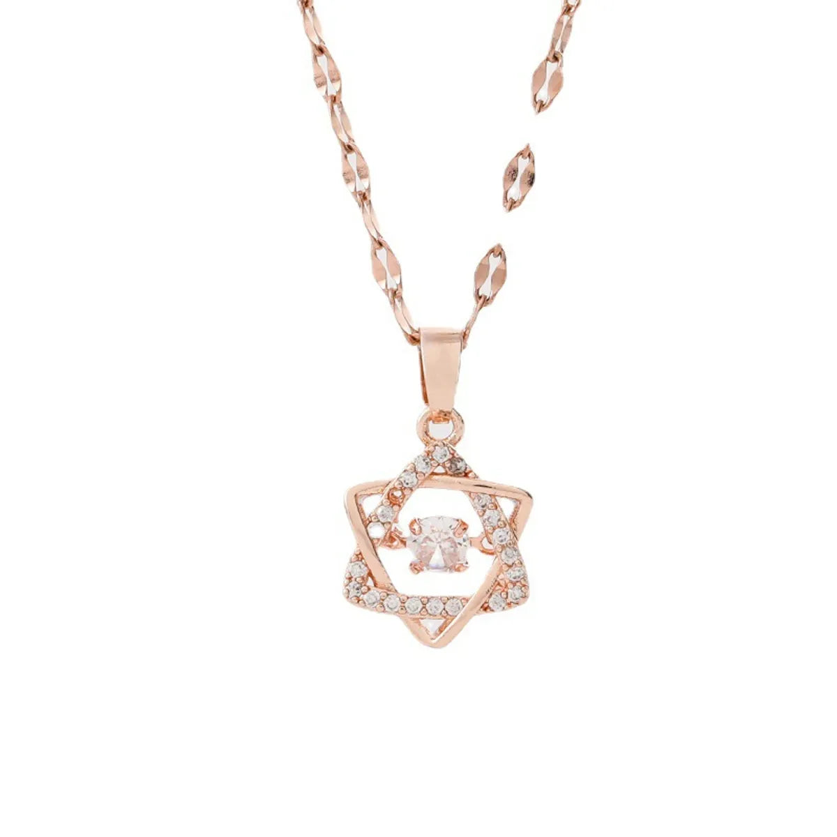 Simple Style Hexagram Titanium Steel Plating Hollow Out Inlay Zircon Pendant Necklace 1 Piece