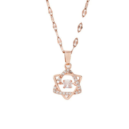 Simple Style Hexagram Titanium Steel Plating Hollow Out Inlay Zircon Pendant Necklace 1 Piece