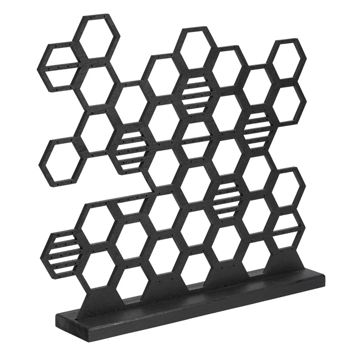 Simple Style Honeycomb Solid Wood Jewelry Rack