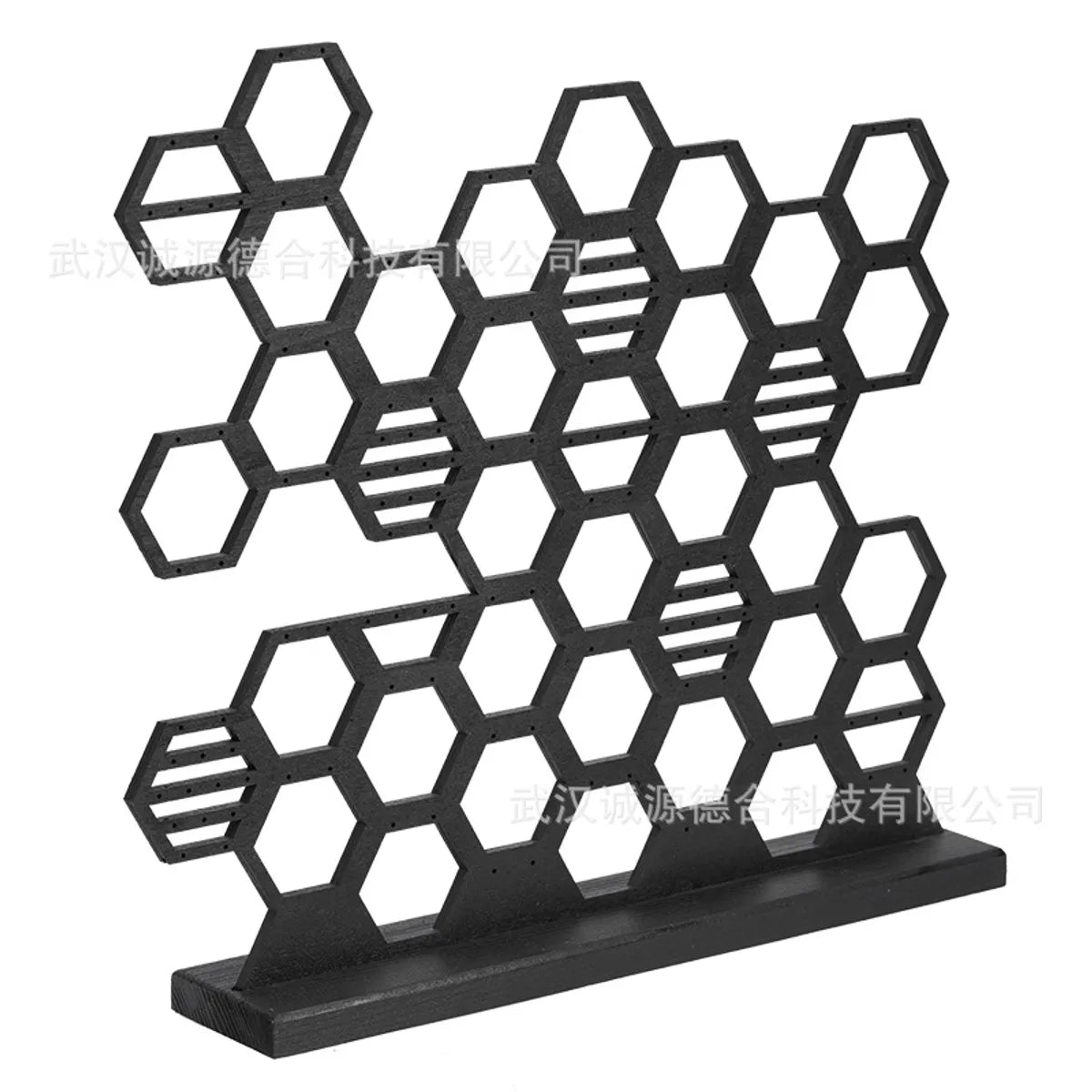 Simple Style Honeycomb Solid Wood Jewelry Rack