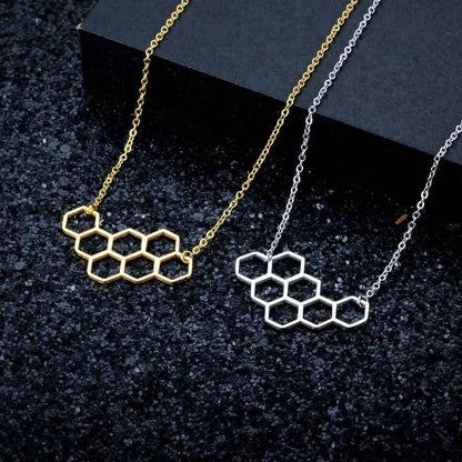 Simple Style Honeycomb Stainless Steel Polishing Pendant Necklace