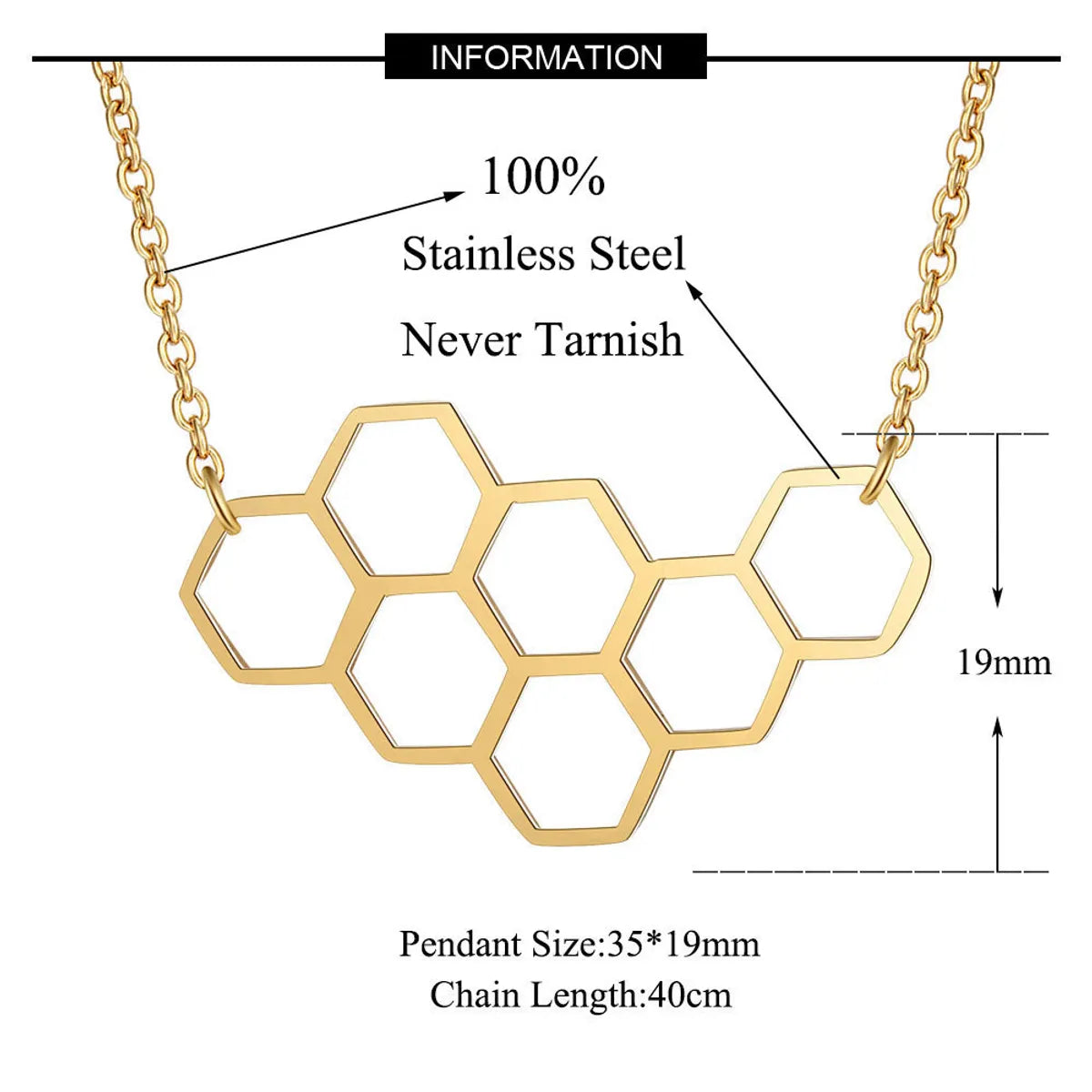 Simple Style Honeycomb Stainless Steel Polishing Pendant Necklace