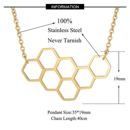 Simple Style Honeycomb Stainless Steel Polishing Pendant Necklace