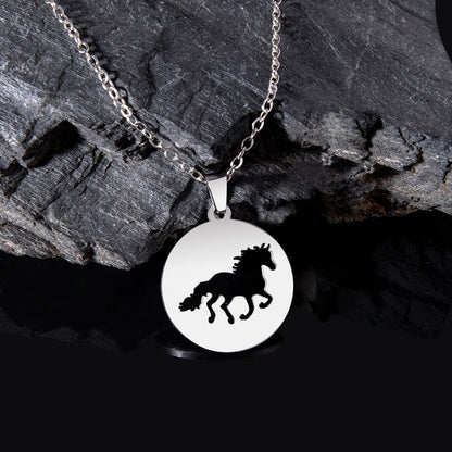 Simple Style Horse Stainless Steel Hollow Out No Inlaid Pendant Necklace