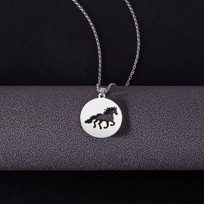 Simple Style Horse Stainless Steel Hollow Out No Inlaid Pendant Necklace