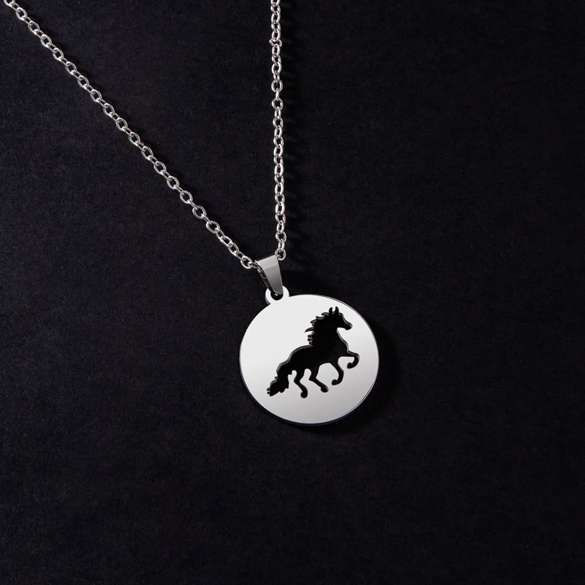 Simple Style Horse Stainless Steel Hollow Out No Inlaid Pendant Necklace