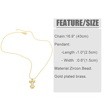 Simple Style Human Copper Plating Inlay Zircon 18k Gold Plated Pendant Necklace