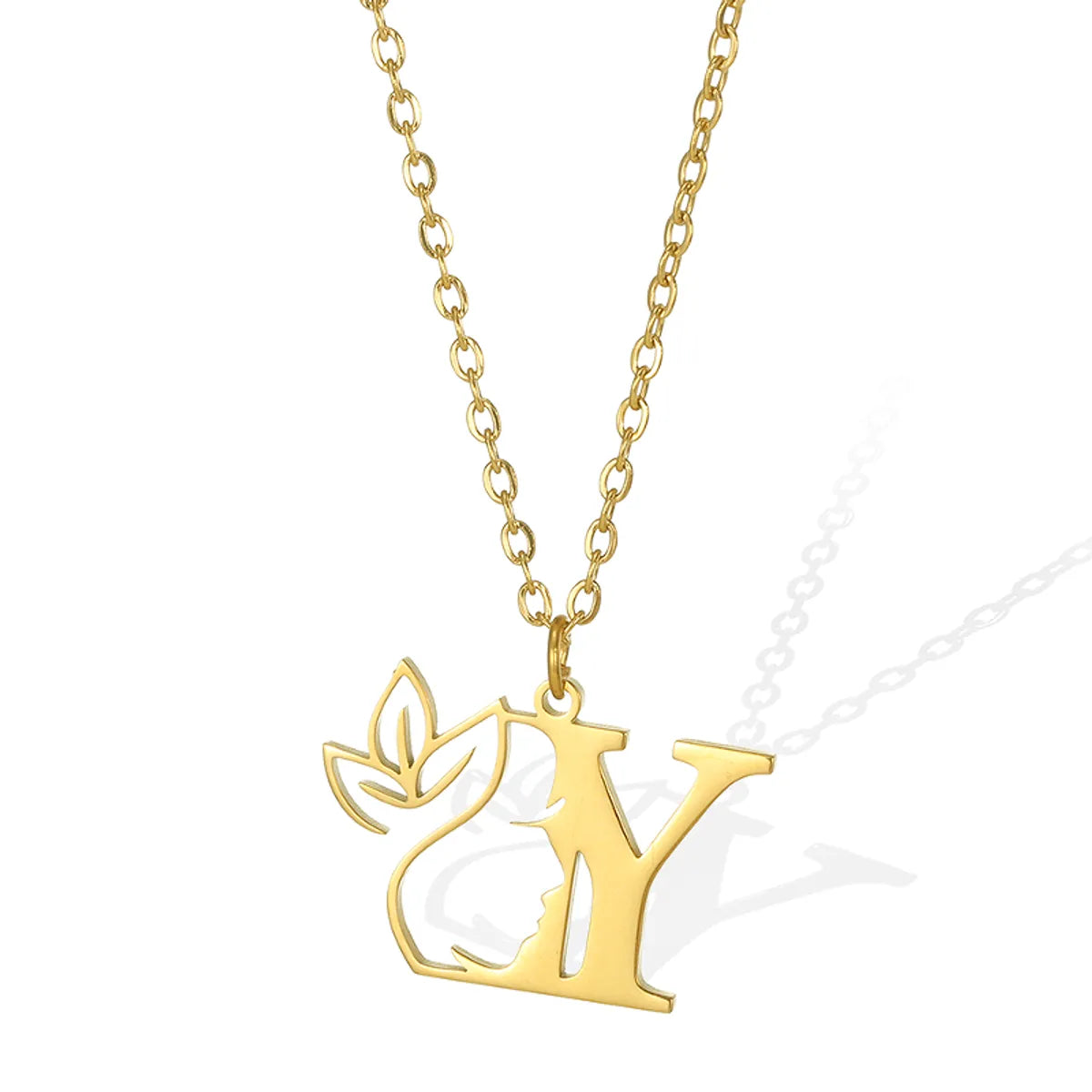 Simple Style Human Face Rabbit Stainless Steel 18k Gold Plated Pendant Necklace