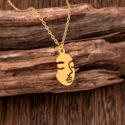 Simple Style Human Face Stainless Steel Irregular Pendant Necklace 1 Piece