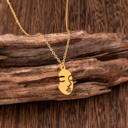 Simple Style Human Face Stainless Steel Irregular Pendant Necklace 1 Piece