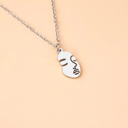 Simple Style Human Face Stainless Steel Irregular Pendant Necklace 1 Piece