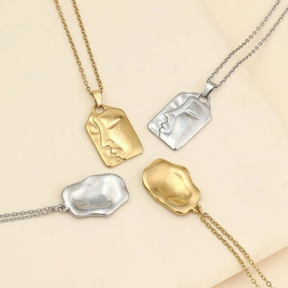 Simple Style Human Face Stainless Steel Plating 18k Gold Plated Pendant Necklace